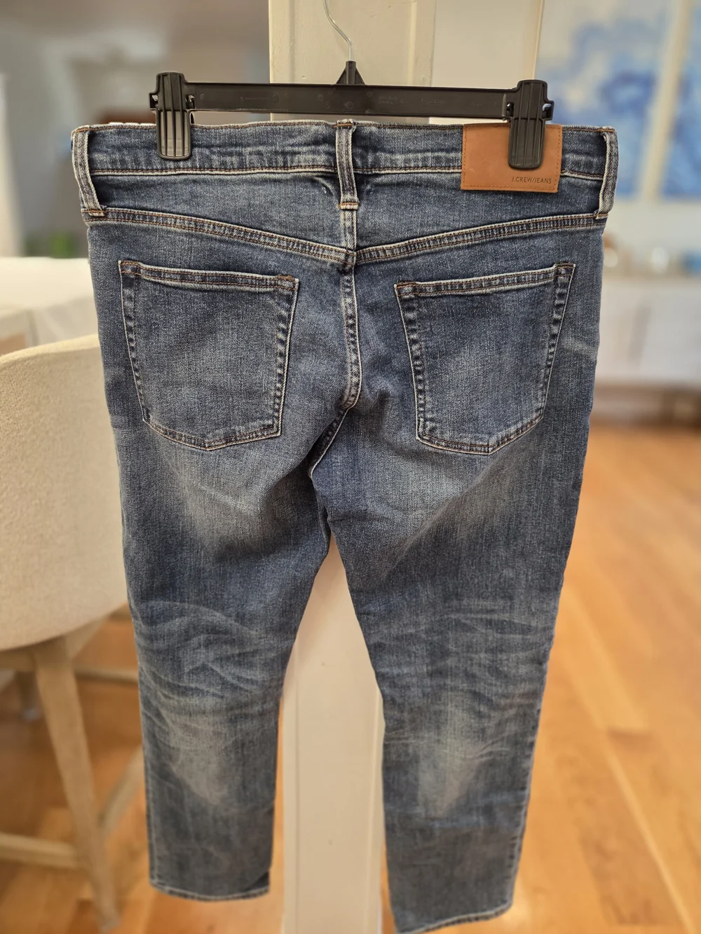 J. Crew 484 Mens Slim Straight Japanese Denim Jeans in Washed Blue 34x30